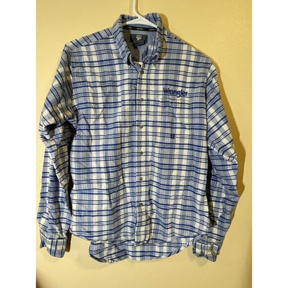 Wrangler Tops - Wrangler Twenty X Women’s Button Down Blue Plaid Size Xxl